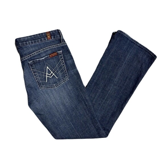 7 For All Mankind Womens 28 A-Pocket Bootcut Medium Wash Jeans EUC 32x30 Y2K - Picture 4 of 7
